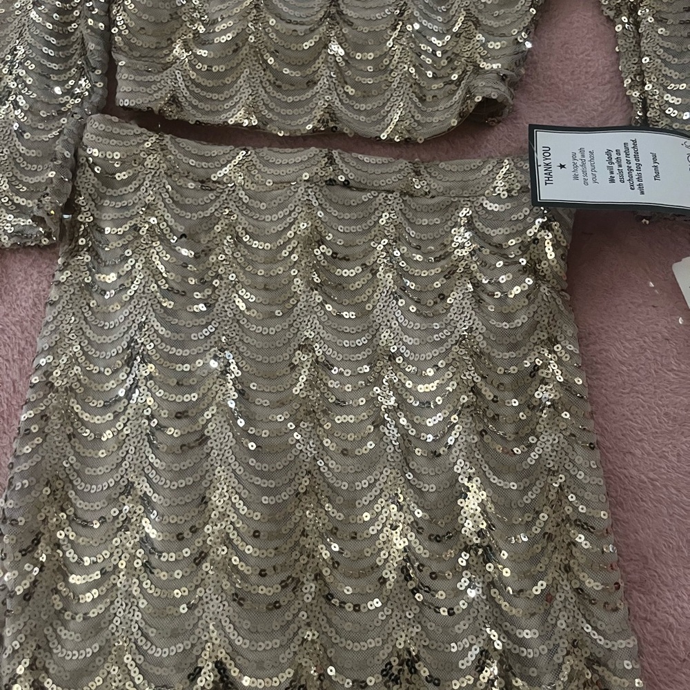Gold Sequin Two-Piece Set